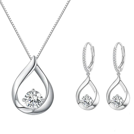 1CT Moissanite Waterdrop Necklace and Earrings – 925 Sterling Silver
