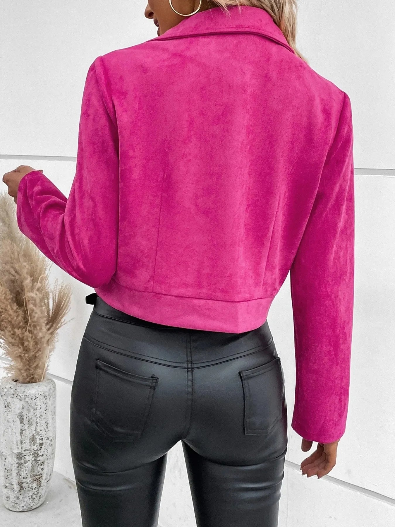 Bold & Bossy Suede Moto Crop Jacket for Girls