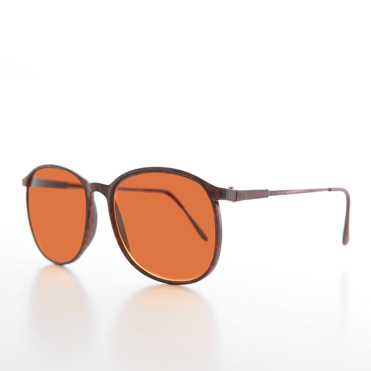 Round Preppy Sunglasses with Amber Lens