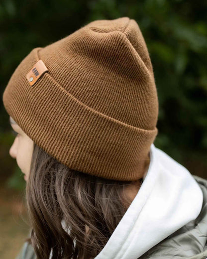 H-Stitch Cuffed Beanie – Patented Camel Brown, Made in USA