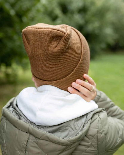 H-Stitch Cuffed Beanie – Patented Camel Brown, Made in USA