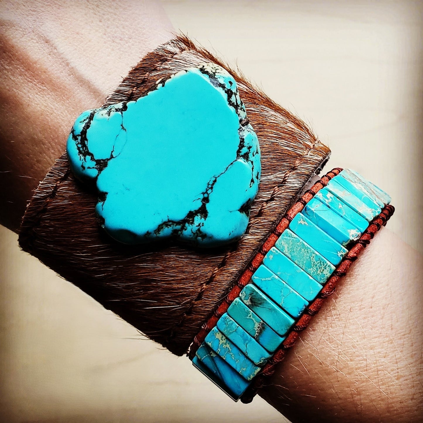 Woven Imperial Jasper Stacked Stone Bracelet in Turquoise – 803T