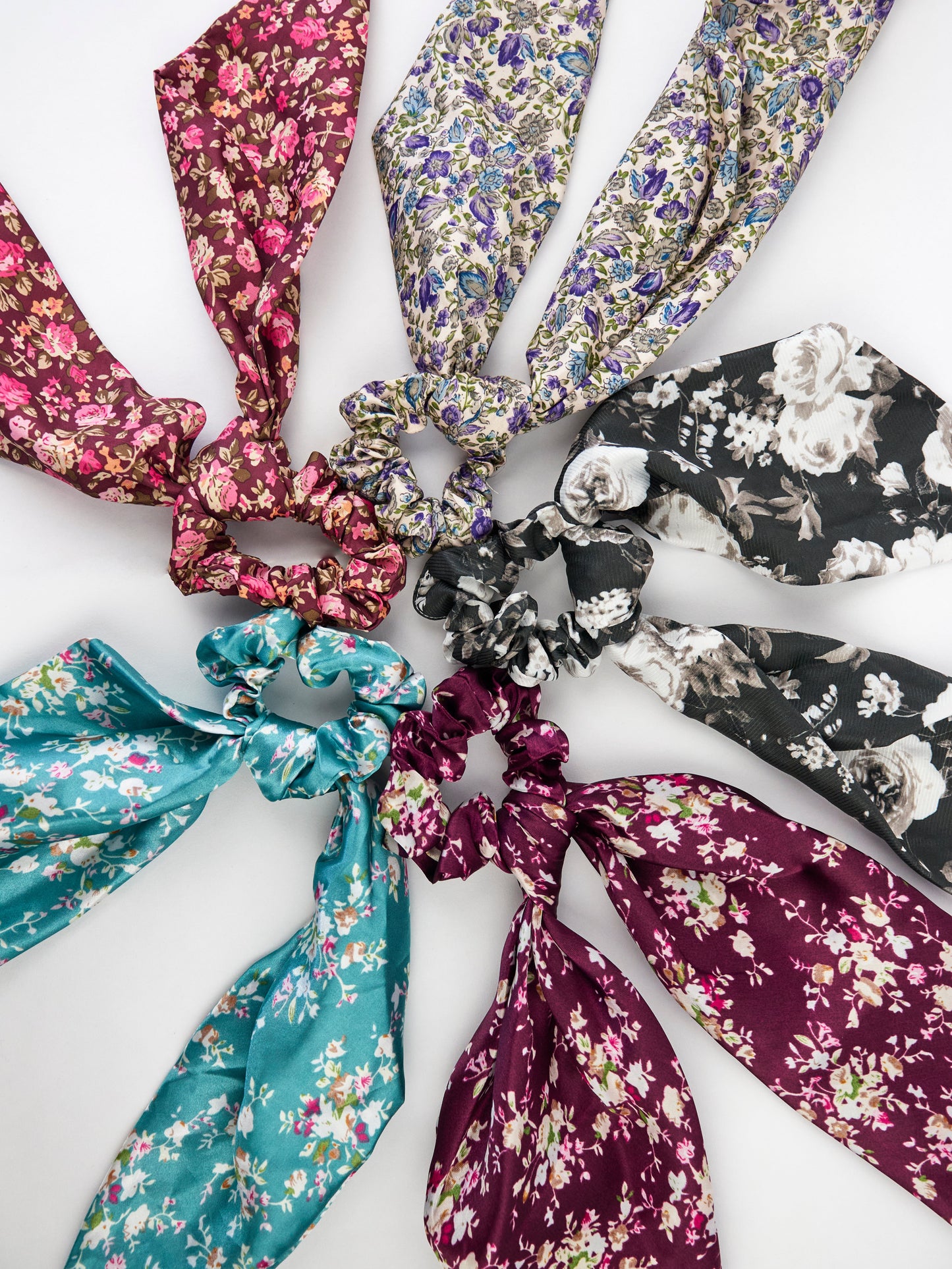 Cream Floral Scarf Scrunchie