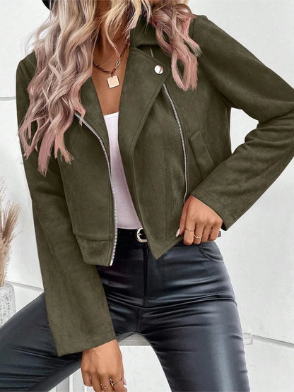 Bold & Bossy Suede Moto Crop Jacket for Girls