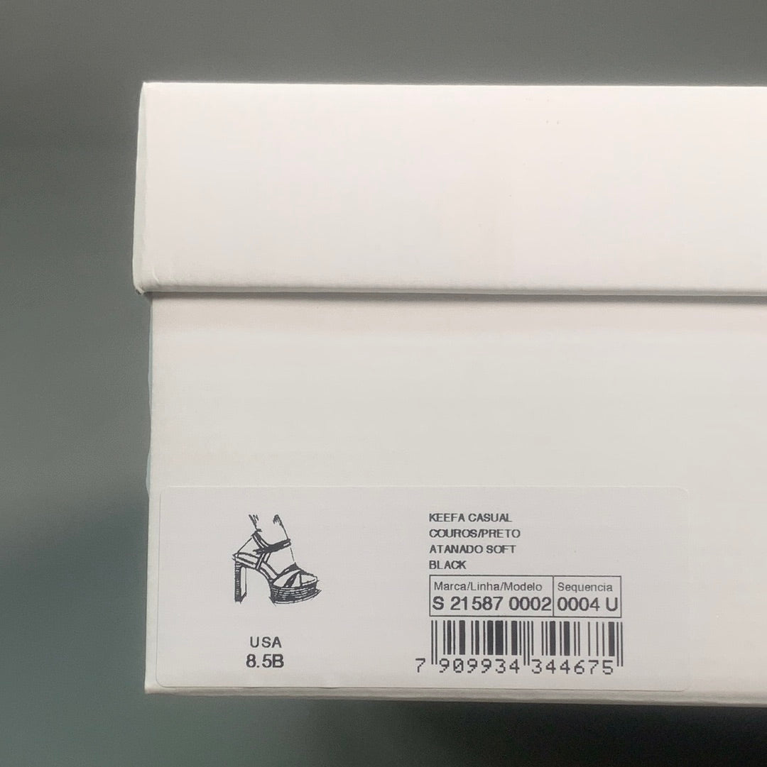 Casual Women’s Black Leather Platform Sandals with 4-Inch Heel