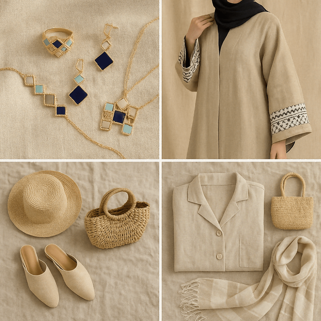 Celeste Geometric Gemstone Jewelry Set | Islamic Blue Stone Jewelry Set (MAC253)