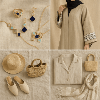 Celeste Geometric Gemstone Jewelry Set | Islamic Blue Stone Jewelry Set (MAC253)