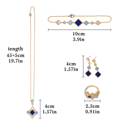 Celeste Geometric Gemstone Jewelry Set | Islamic Blue Stone Jewelry Set (MAC253)