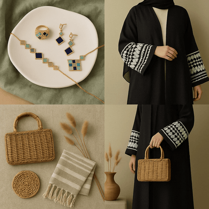 Celeste Geometric Gemstone Jewelry Set | Islamic Blue Stone Jewelry Set (MAC253)