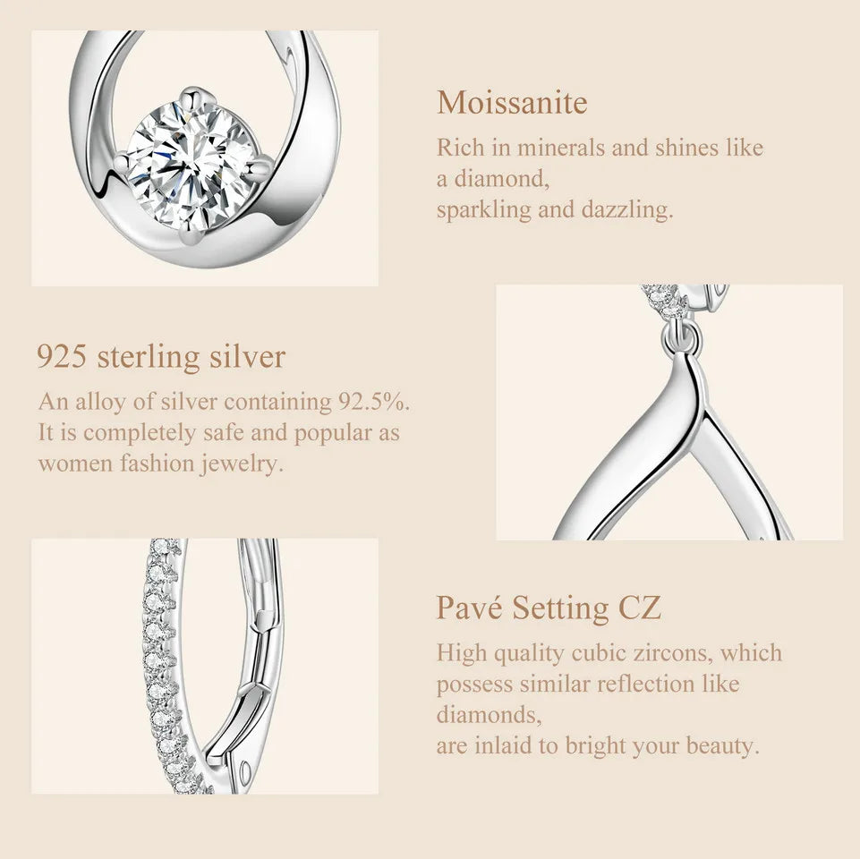 1CT Moissanite Waterdrop Necklace and Earrings – 925 Sterling Silver