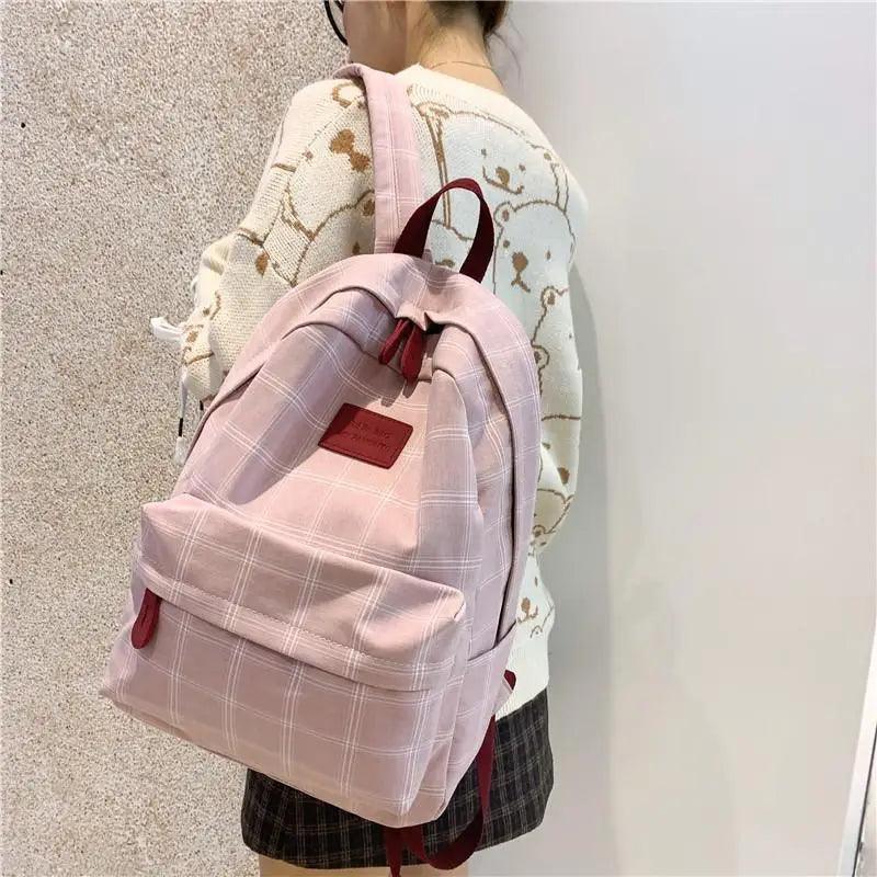 Casual Striped School Backpack for Women and Teenage Girls