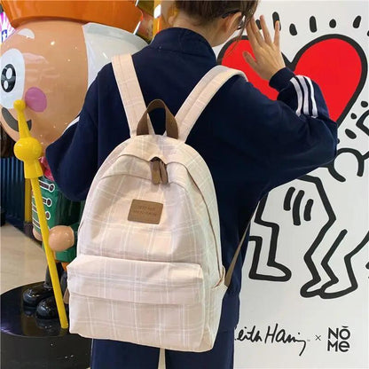 Casual Striped School Backpack for Women and Teenage Girls