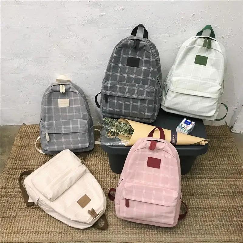 Casual Striped School Backpack for Women and Teenage Girls