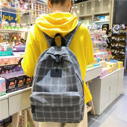 Casual Striped School Backpack for Women and Teenage Girls