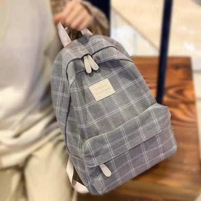 Casual Striped School Backpack for Women and Teenage Girls