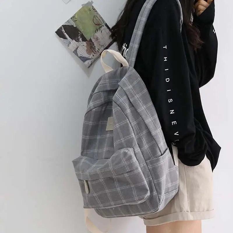 Casual Striped School Backpack for Women and Teenage Girls