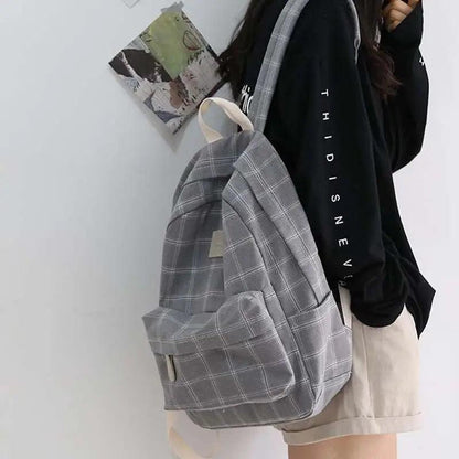 Casual Striped School Backpack for Women and Teenage Girls