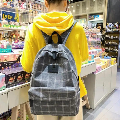 Casual Striped School Backpack for Women and Teenage Girls