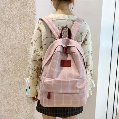 Casual Striped School Backpack for Women and Teenage Girls