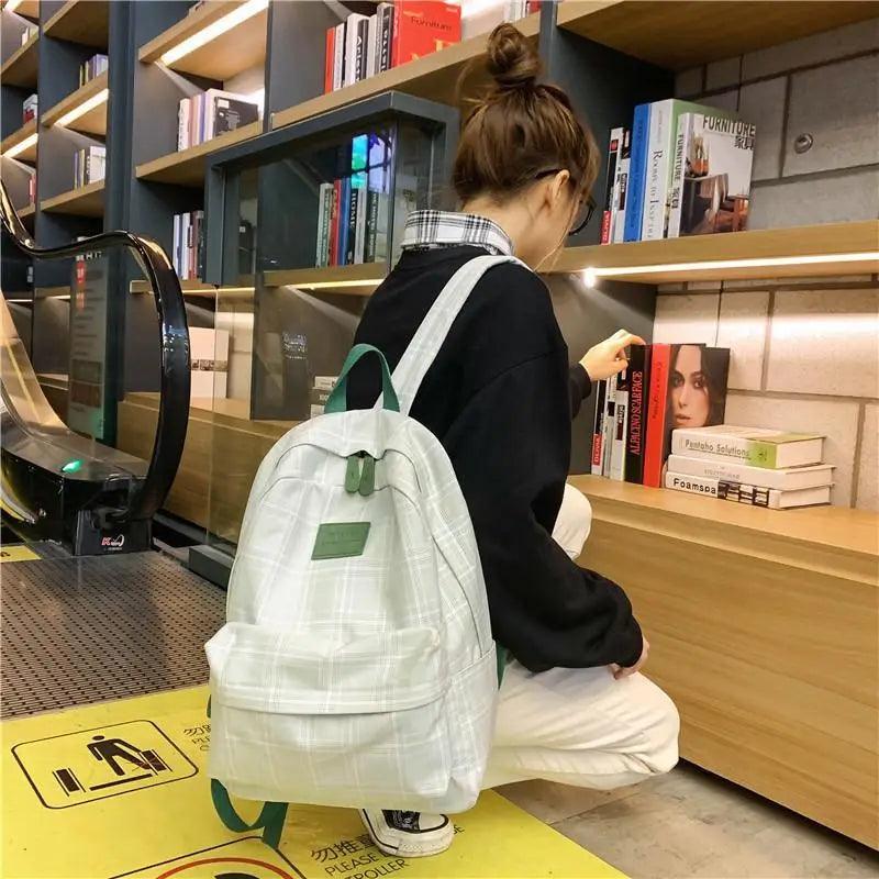 Casual Striped School Backpack for Women and Teenage Girls