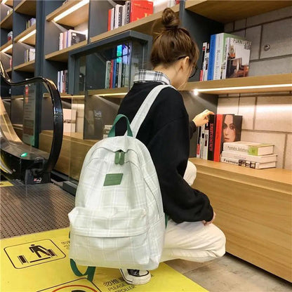 Casual Striped School Backpack for Women and Teenage Girls