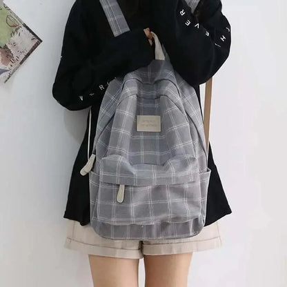 Casual Striped School Backpack for Women and Teenage Girls
