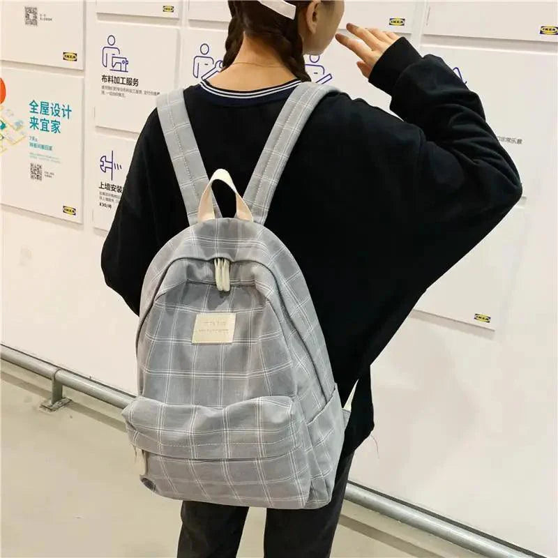 Casual Striped School Backpack for Women and Teenage Girls