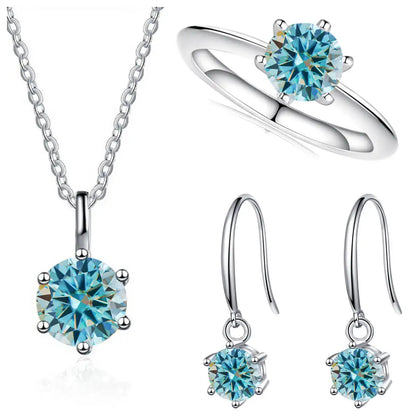 Sterling Silver 925 Moissanite Jewelry Set 2.5CT D Color Necklace Earrings