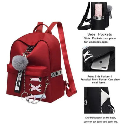 Vintage Waterproof Shoulder Backpack for Teenage Girls and Ladies
