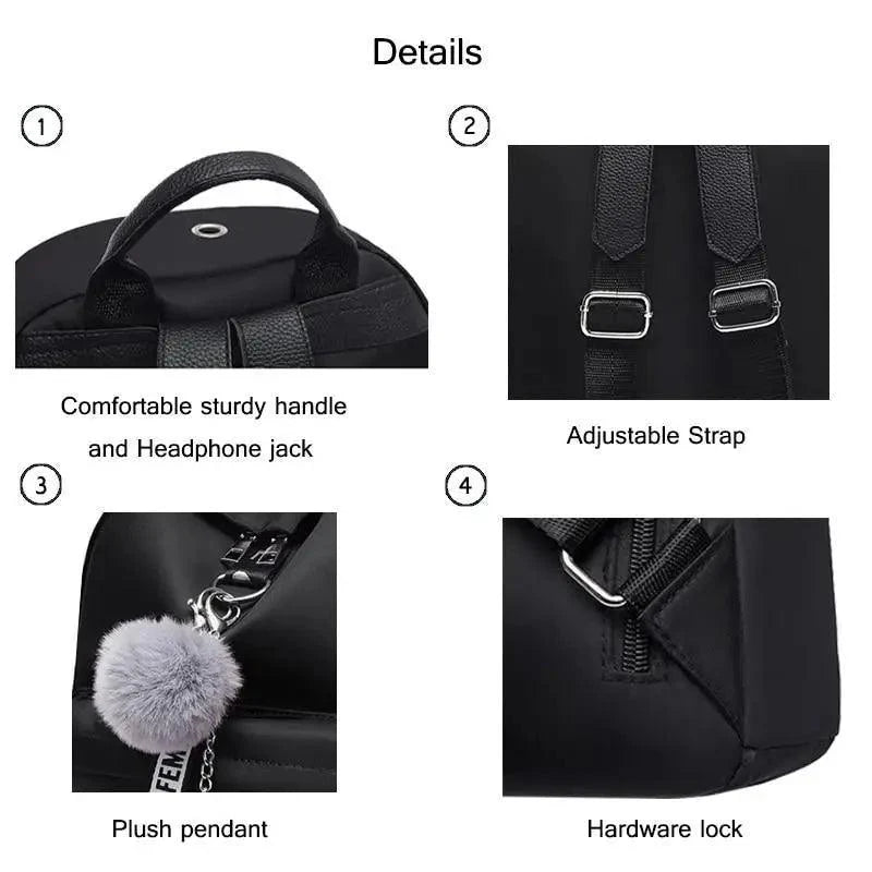 Vintage Waterproof Shoulder Backpack for Teenage Girls and Ladies