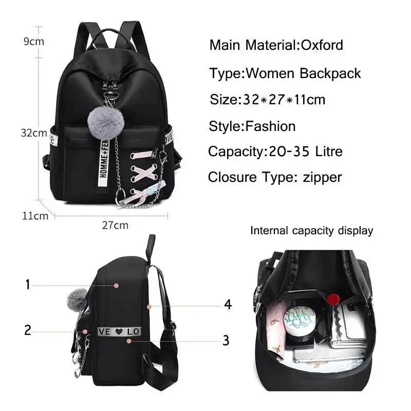 Vintage Waterproof Shoulder Backpack for Teenage Girls and Ladies