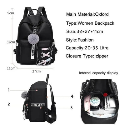 Vintage Waterproof Shoulder Backpack for Teenage Girls and Ladies
